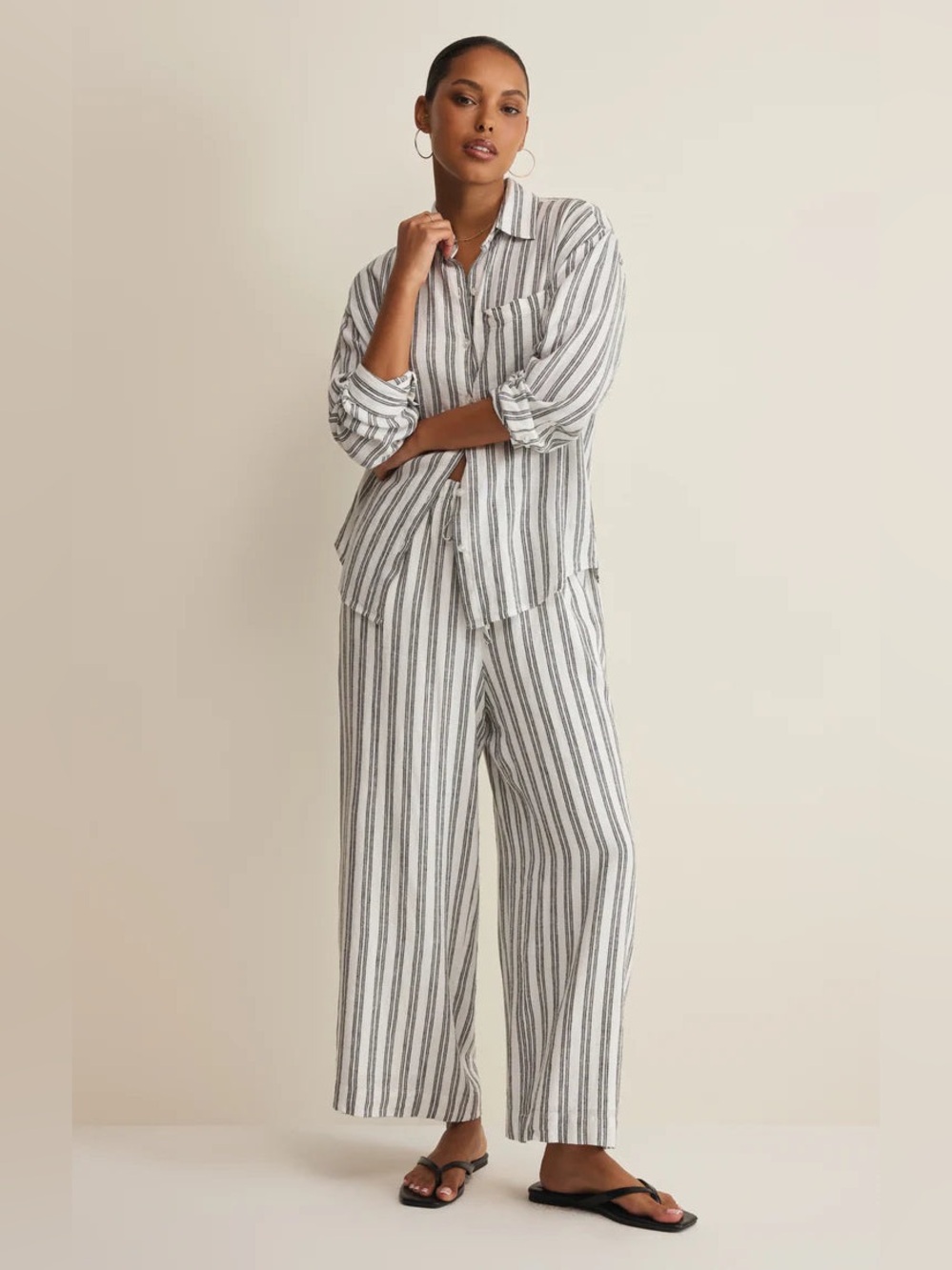 NWT Z Supply The Perfect Linen Wide Leg Pant Stripe Set